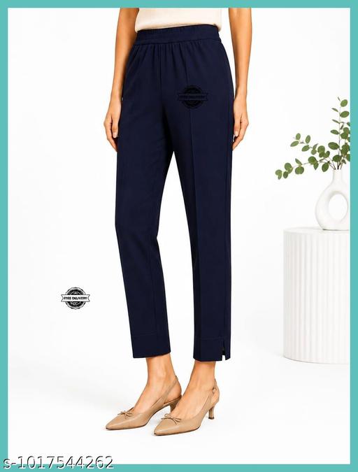 A pretty ankle length pant for girls |Women formal pants|Office wear trousers for women|Straight fit women trousers - MC-FASHIONS.COM