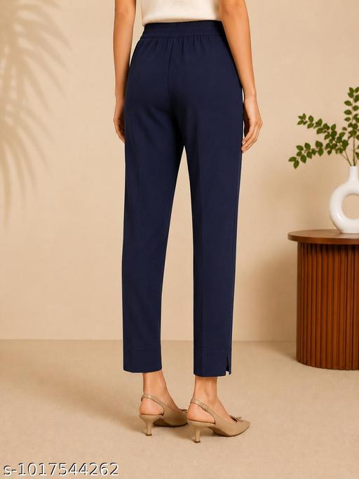 A pretty ankle length pant for girls |Women formal pants|Office wear trousers for women|Straight fit women trousers - MC-FASHIONS.COM