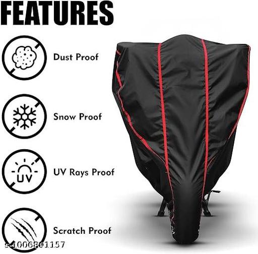 ALFA BUYING TrendyWater Resistant Bike Cover Dustproof UV Protection Bike Body Cover for Universal Fit:and all bike coverAll-Weather Protection with RED Piping - (Black) - MC-FASHIONS.COM