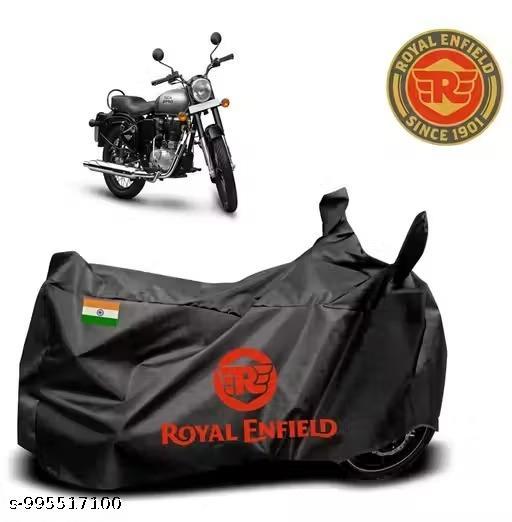 SOWELAR Vehicle Cover (BLACK) _ > {Royal Enfield Bulet 350}Trendy Water and Heat Resistant Solid Bike Cover with Side Mirror Pocket, Accurate Fitting Compatible For Royal Enfield Bulet 350 Bike. - MC-FASHIONS.COM