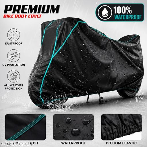100% Waterproof Bullet Bike Cover with Aqua Piping | Heavy Duty Dustproof Sun UV Protection Cover for Royal Enfield Bullet Classic 350, 500 & All Bullet Models (Aqua Piping) - MC-FASHIONS.COM