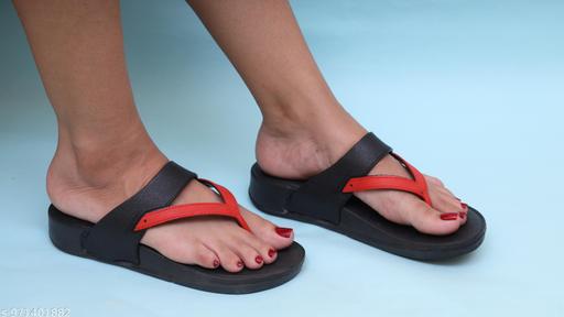 TOASTY TOES Comfortable Anti Skid Durable Lightweight flip flop, Soft Cushioned Slipper for Womens (Black) - MC-FASHIONS.COM