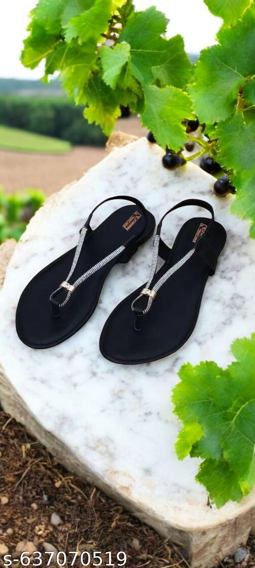 Nagina 2 step lastic sandal black  - MC-FASHIONS.COM