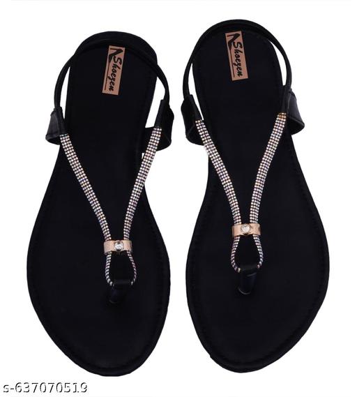 Nagina 2 step lastic sandal black  - MC-FASHIONS.COM
