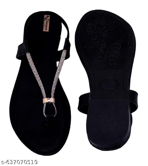 Nagina 2 step lastic sandal black  - MC-FASHIONS.COM