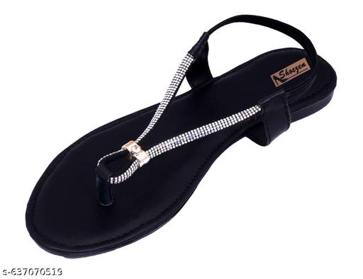 Nagina 2 step lastic sandal black  - MC-FASHIONS.COM