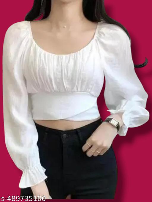 White colour Cotton blade Top women & girls | Round Neck embroidery Top For Women | Woman's Plain top  |  Casual Top | Three quater Sleeves Top | women & Girl party wear Top | - MC-FASHIONS.COM