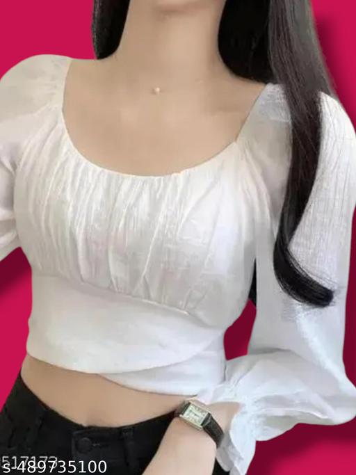 White colour Cotton blade Top women & girls | Round Neck embroidery Top For Women | Woman's Plain top  |  Casual Top | Three quater Sleeves Top | women & Girl party wear Top | - MC-FASHIONS.COM
