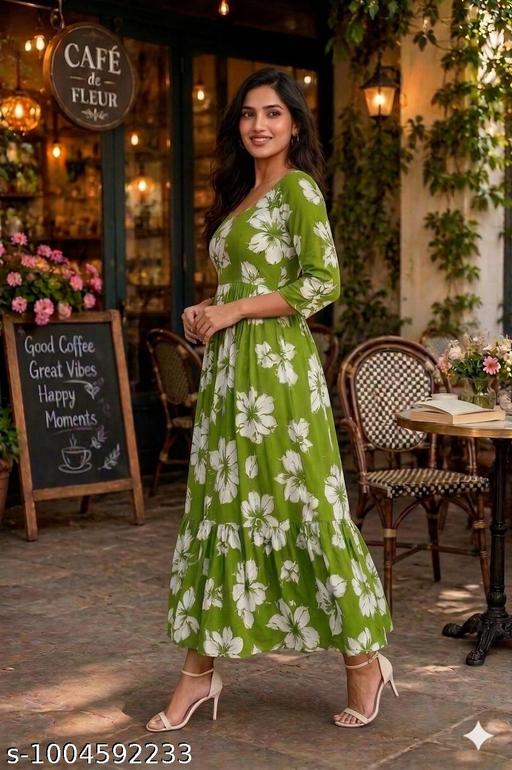 NEW RAYON PRINTED GOWN FOR WOMEN - MC-FASHIONS.COM