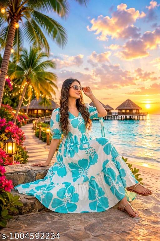 NEW RAYON PRINTED GOWN FOR WOMEN - MC-FASHIONS.COM
