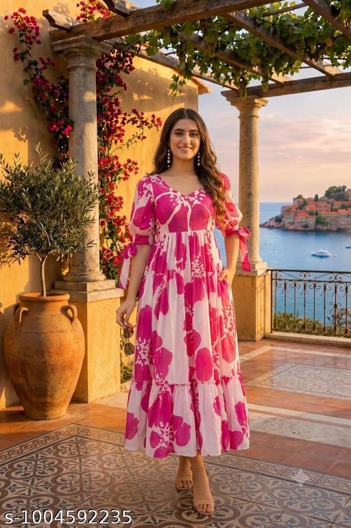 NEW RAYON PRINTED GOWN FOR WOMEN - MC-FASHIONS.COM