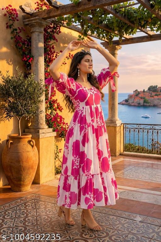 NEW RAYON PRINTED GOWN FOR WOMEN - MC-FASHIONS.COM