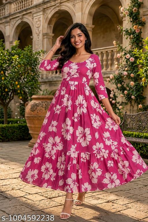 NEW RAYON PRINTED GOWN FOR WOMEN - MC-FASHIONS.COM