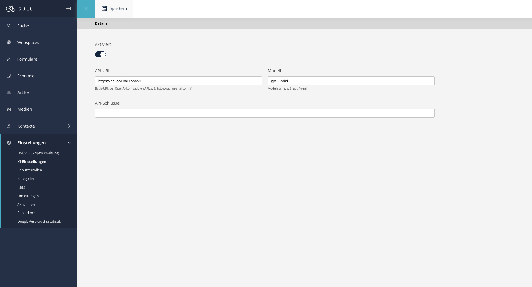 AI Settings page