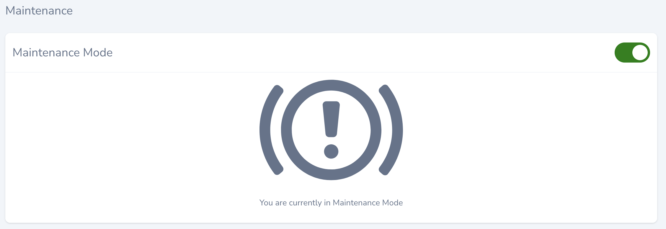 Maintenance Mode enabled Screenshot