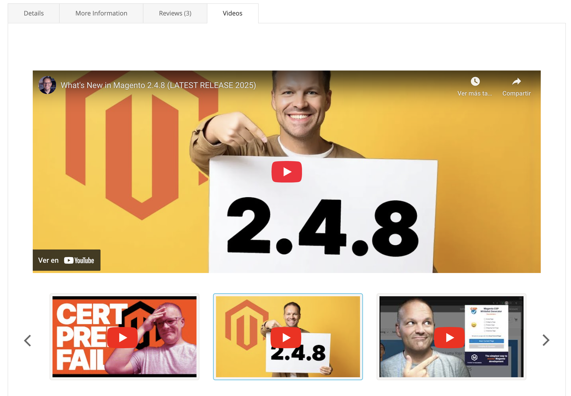 Product Page YouTube Videos