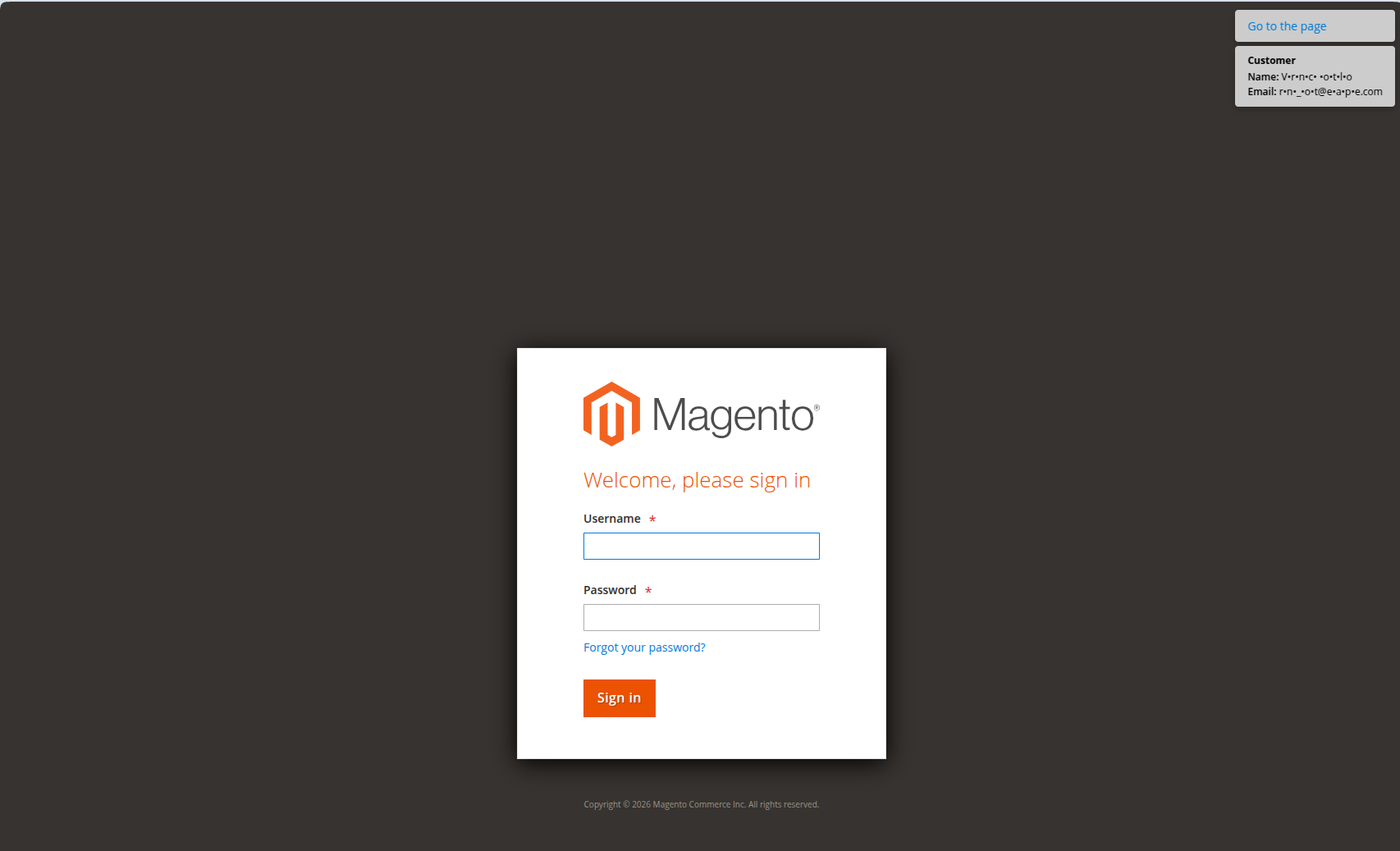 Entity preview card shown on the login page, with masked customer details