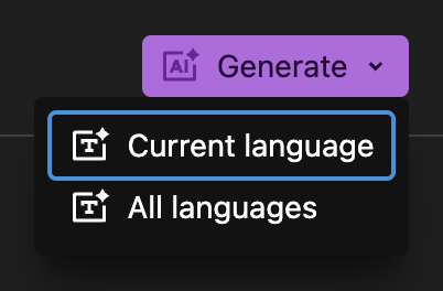 The generate button with its language scope dropdown open.
