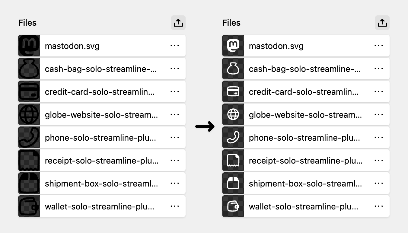 Inline SVG thumbnails in a files section