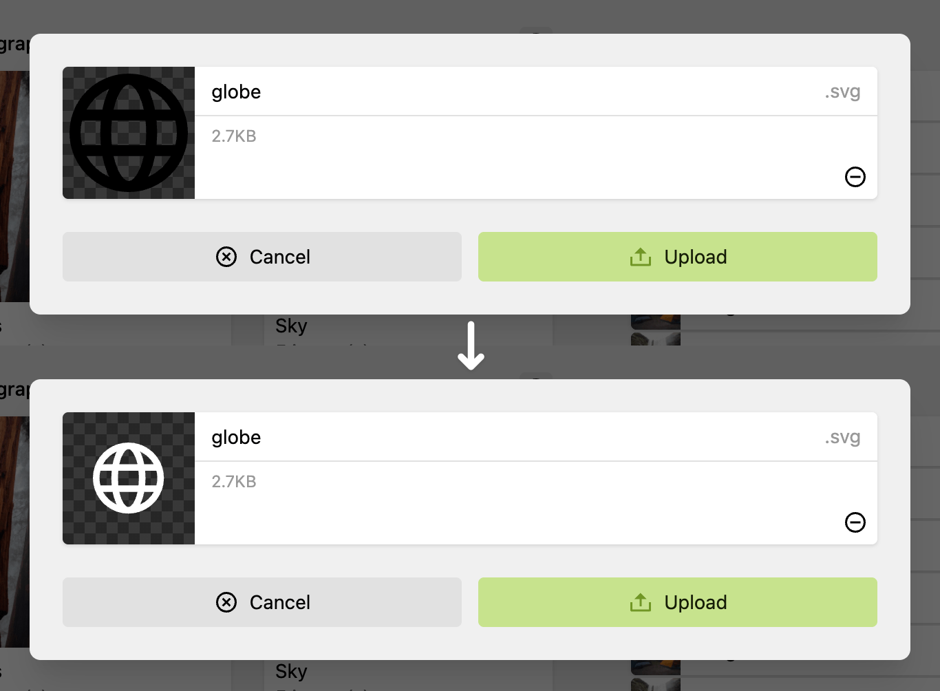 Inline SVG preview while uploading a file