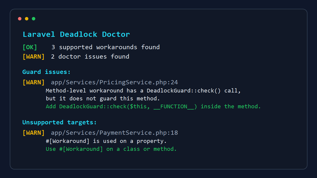 Doctor command output