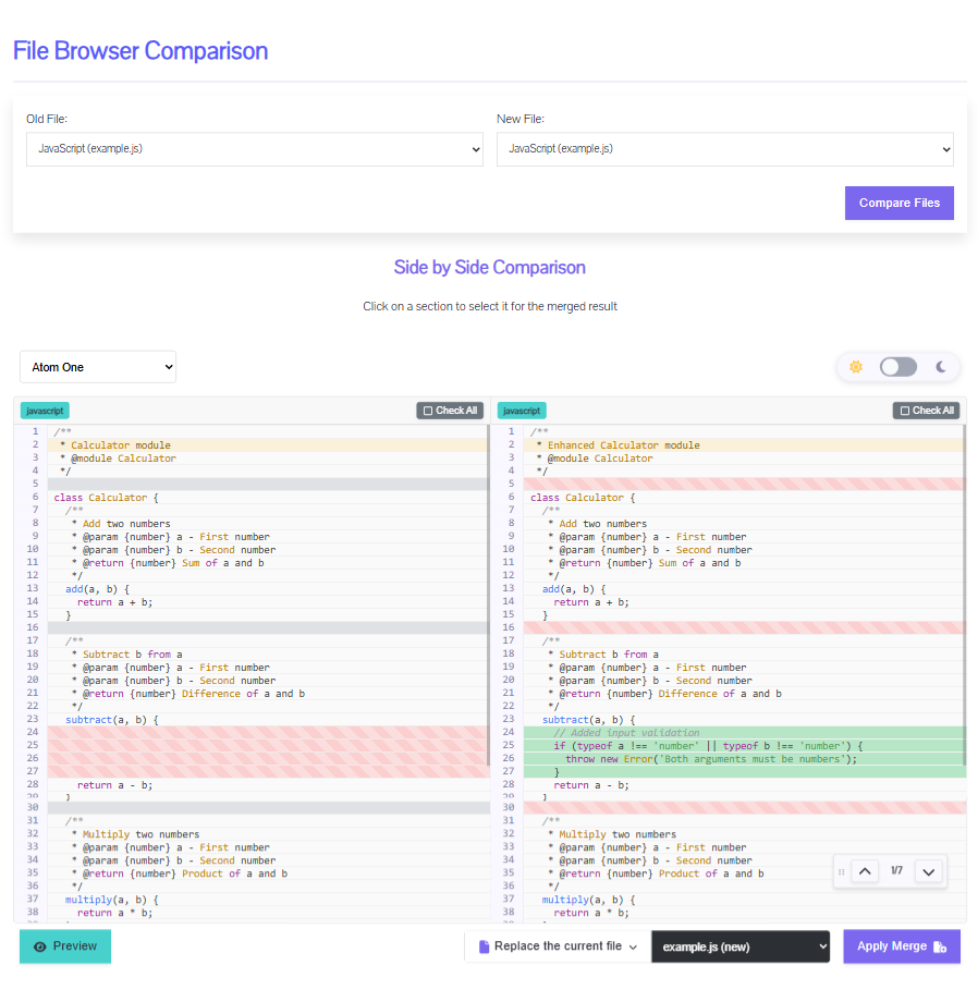 Visual Diff Merge Screenshot