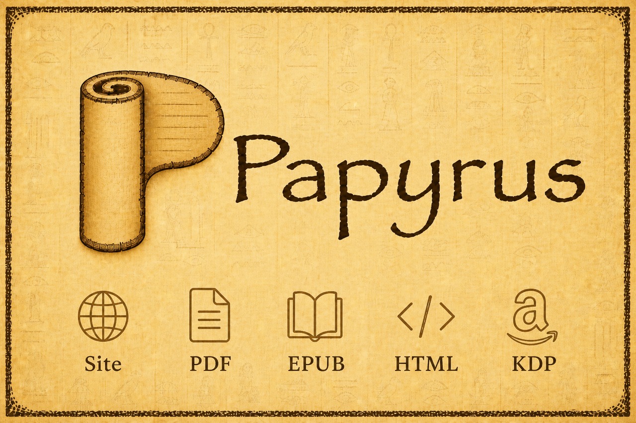 Papyrus — Site, PDF, EPUB, HTML, and KDP