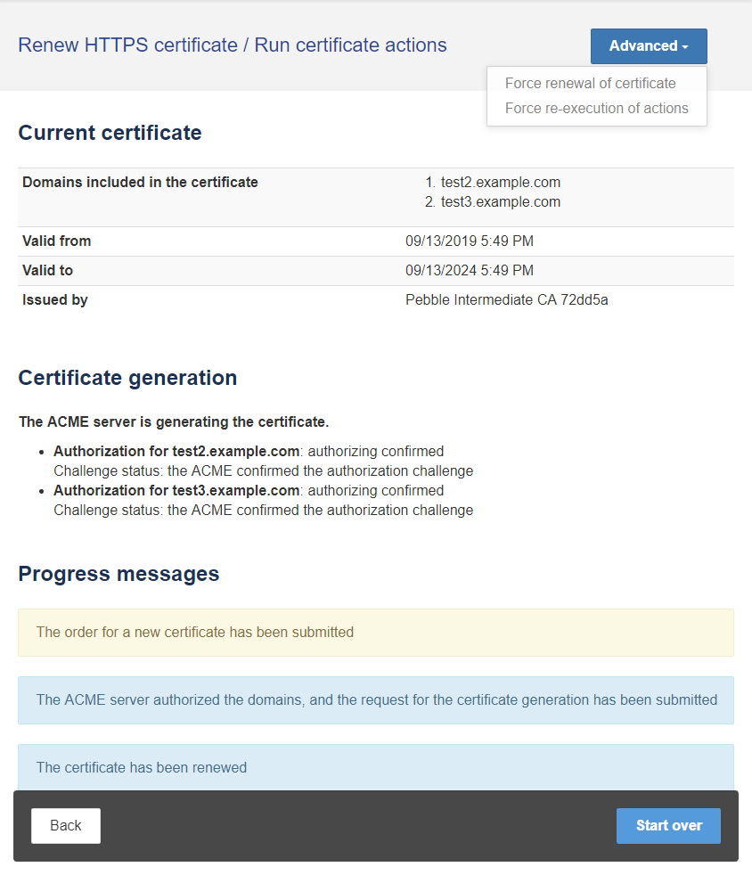 Certificate renewal