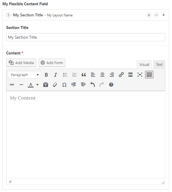 Expanded Flexible Content Layout with Title Field