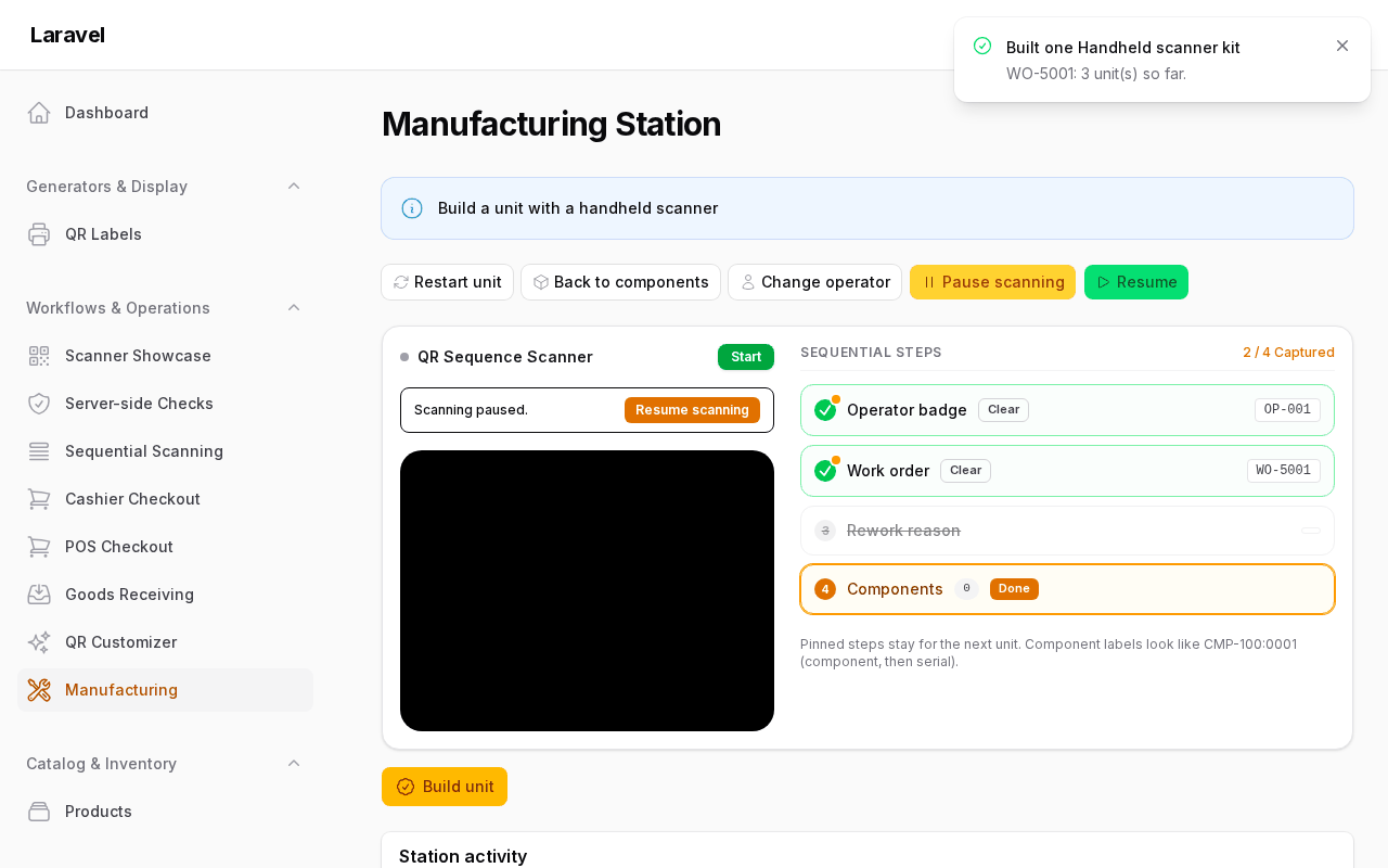 Manufacturing paused