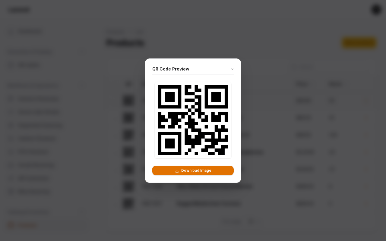 QR preview modal