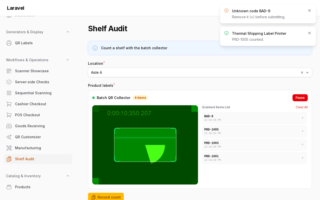 Shelf audit collector