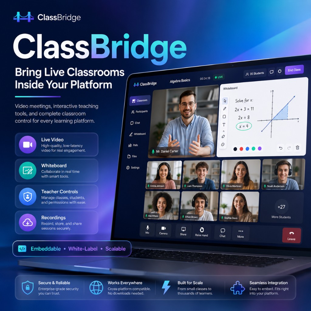 ClassBridge embedded live classroom platform