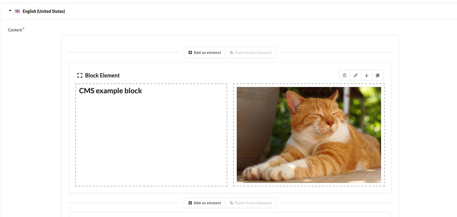 Block included in a homepage content