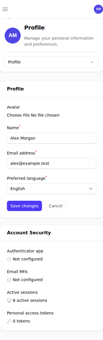Complete user profile mobile view in light mode
