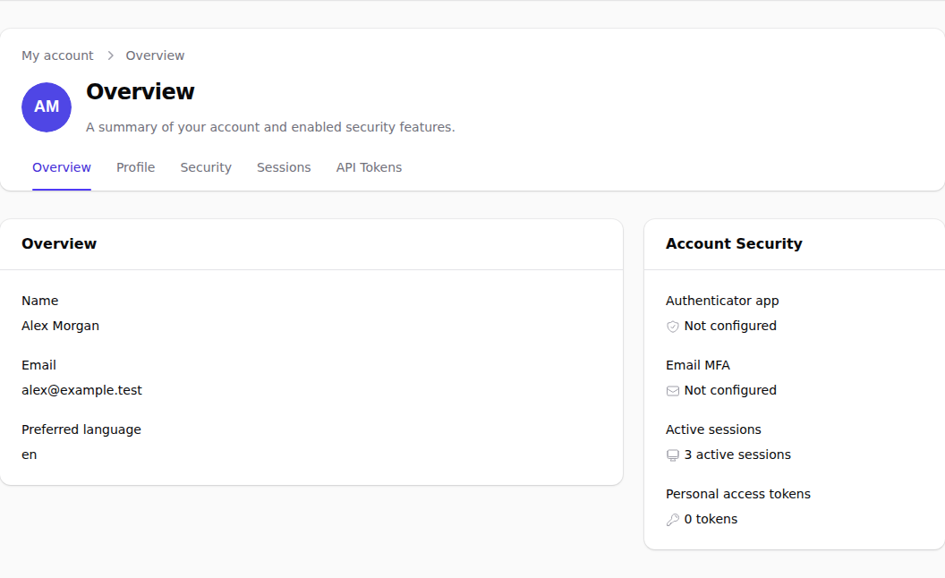 Complete user profile overview in light mode