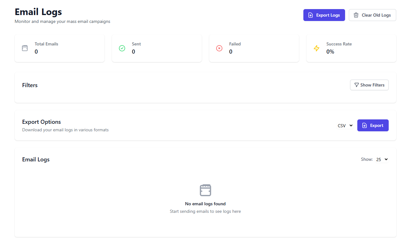 Mass Mailer Logs Interface