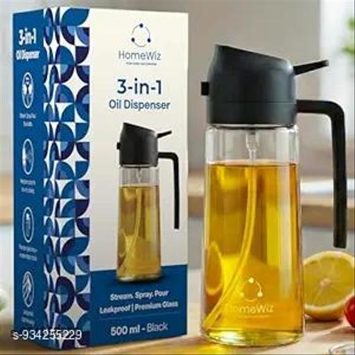 500ml 2-in-1 Oil Sprayer & Dispenser Bottle – Premium Glass Oil Bottle with Nozzle for Healthy Cooking, Air Fryer, BBQ, Salad, Roasting - Pathoos 