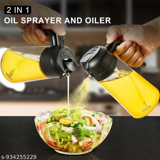 500ml 2-in-1 Oil Sprayer & Dispenser Bottle – Premium Glass Oil Bottle with Nozzle for Healthy Cooking, Air Fryer, BBQ, Salad, Roasting - Pathoos 