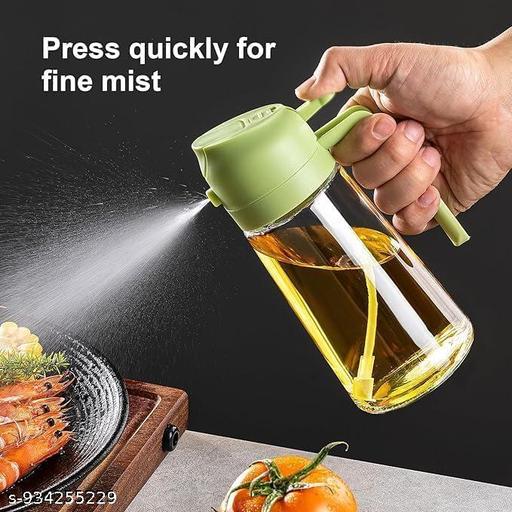 500ml 2-in-1 Oil Sprayer & Dispenser Bottle – Premium Glass Oil Bottle with Nozzle for Healthy Cooking, Air Fryer, BBQ, Salad, Roasting - Pathoos 