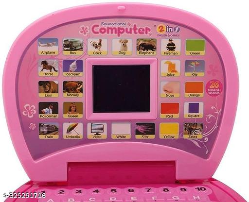 Kids Computer Toy ABC and 123 Learning Kids Laptop Activity Electronics Number & Alphabet Charts for Kids Learning Educational Toy with LED Display and Music Best Gift (Pink, 3+ Years) - Pathoos 