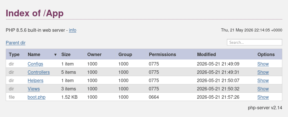 PHP Built-in web server autoindex