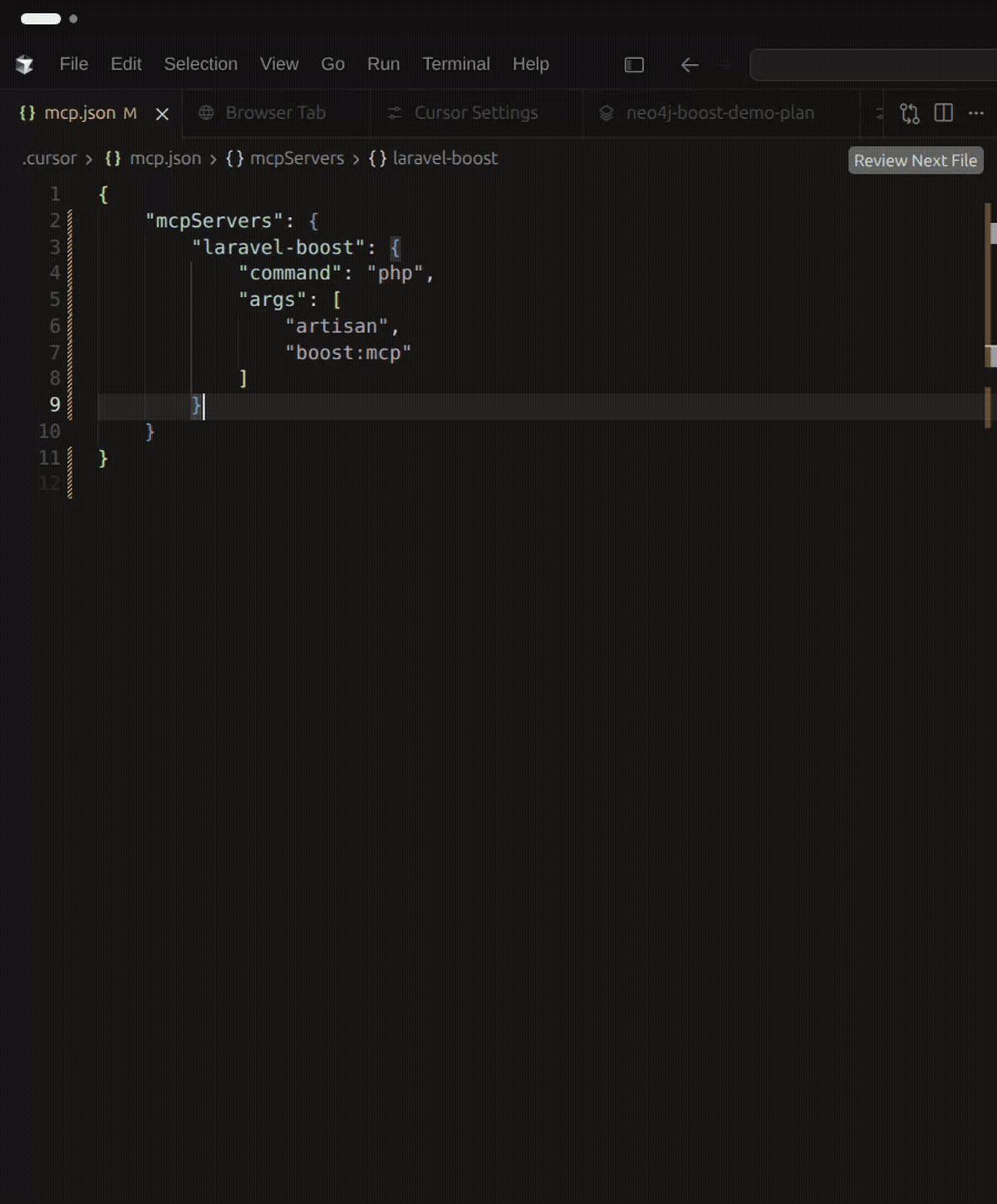 Connect Laravel Boost in Cursor