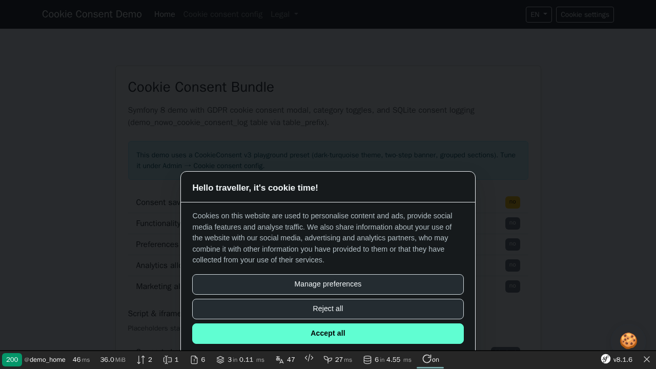 Cookie consent banner