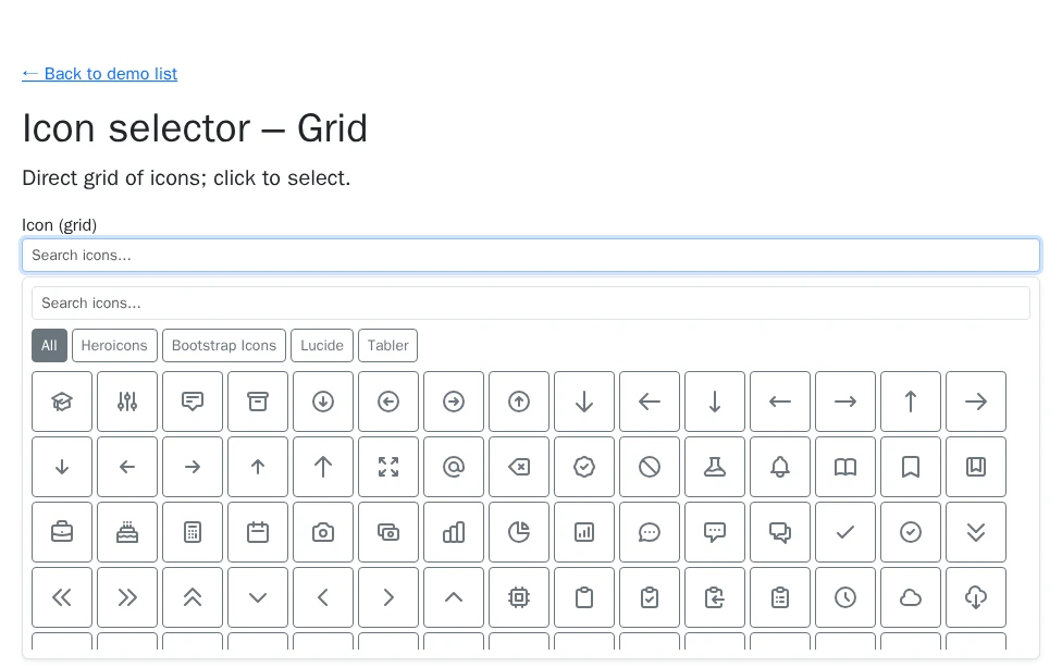Icon selector – Grid