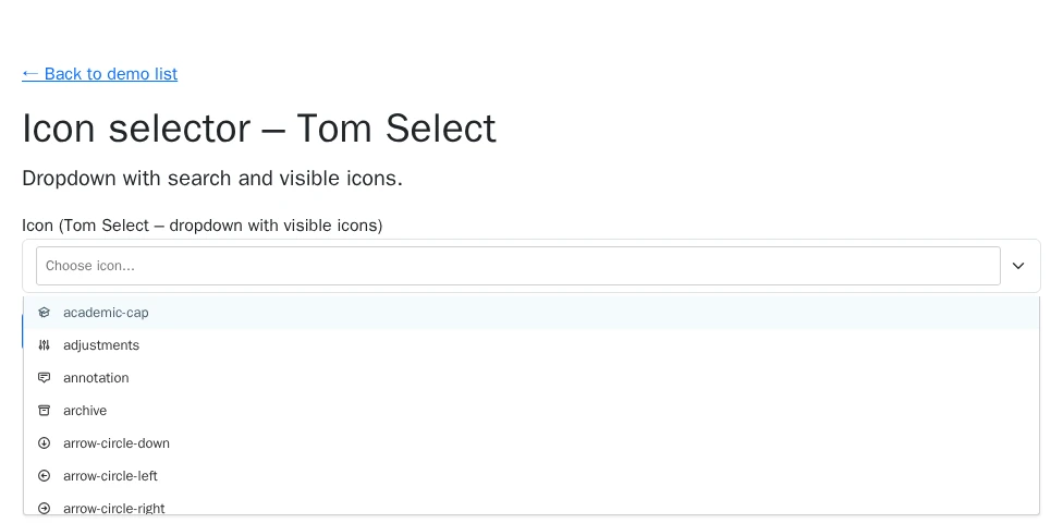 Icon selector – Tom Select