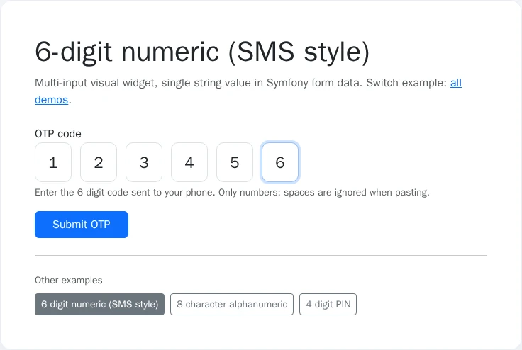 OTP cells filled with a verification code