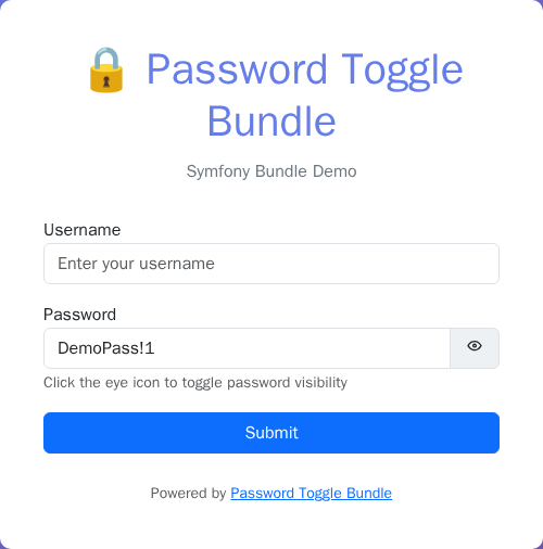 Password field revealed with eye toggle