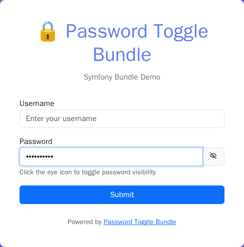 Password field masked with eye-off toggle