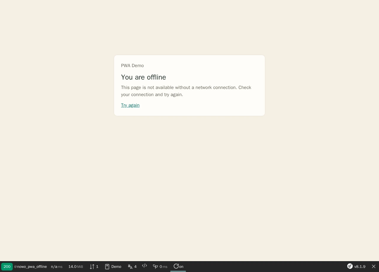 Offline fallback page on the self-contained UiKit status layout